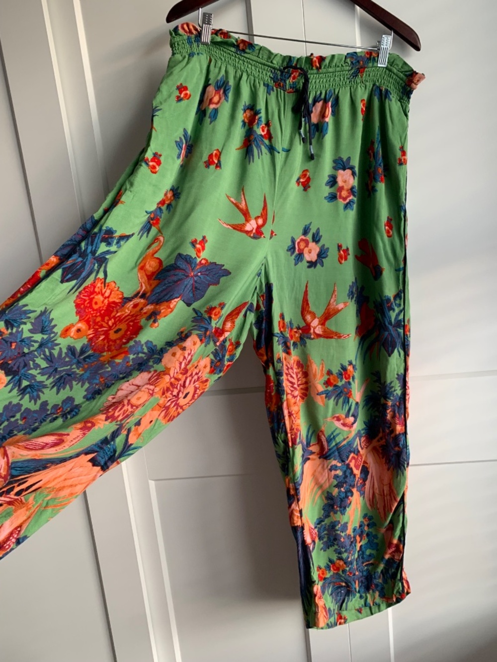 Anthropologie Sleep Pant Pajamas Lounge Hummingbirds Green Size XL - Picture 4 of 16